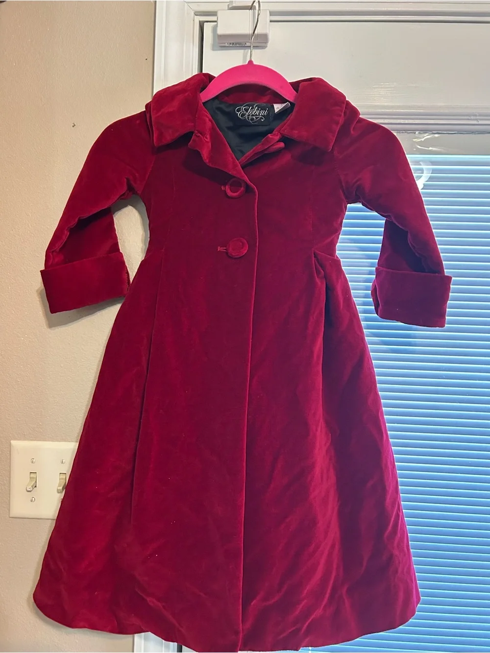 Vintage red girls elebini pea coat 4t